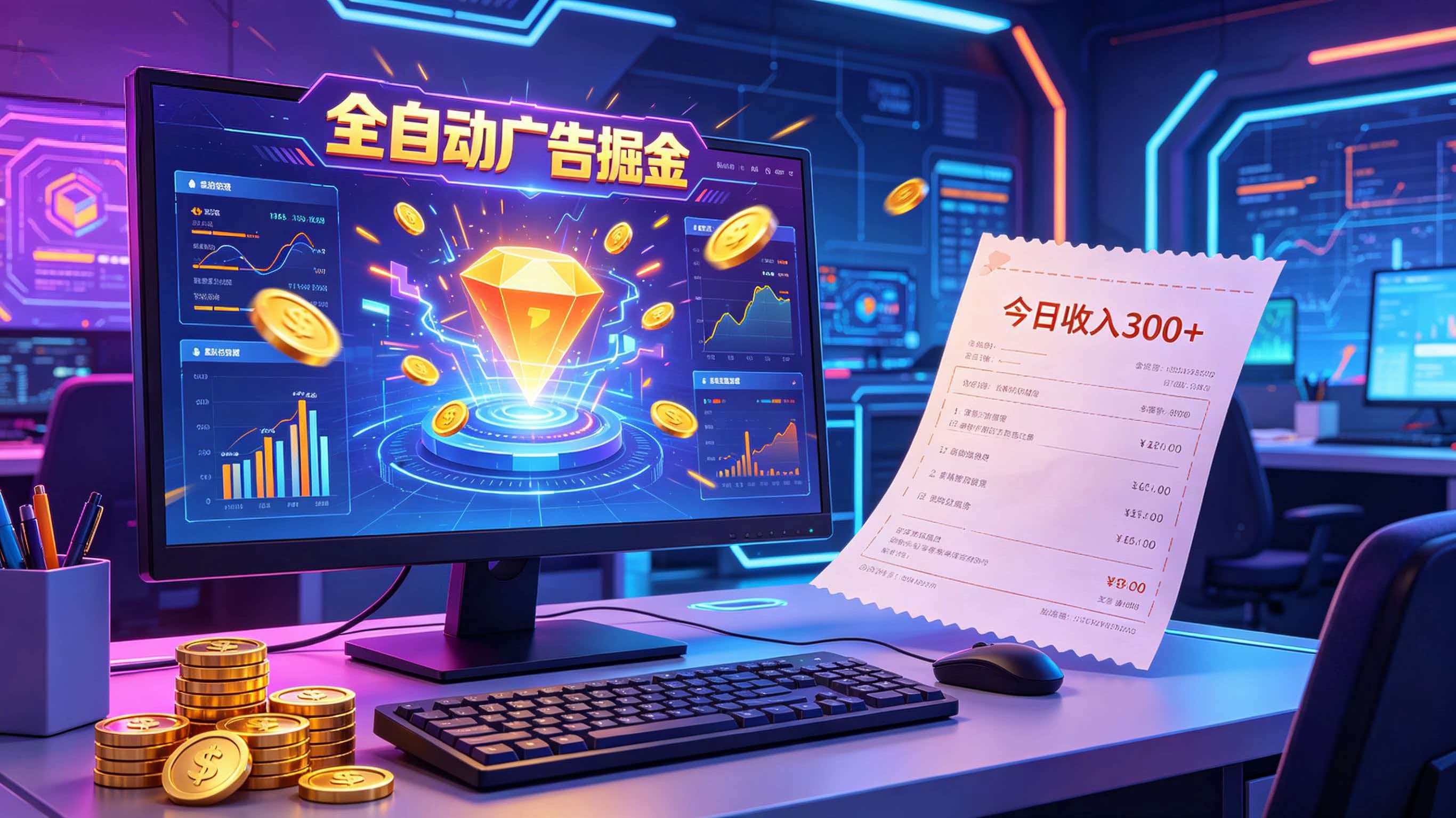 全自动广告掘金,日入300+。全程Ai自动化运行,解放双手,时间自由。收益稳定-副业网
