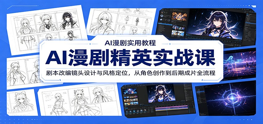AI漫剧精英实战课：剧本改编镜头设计与风格定位，从角色创作到后期成片全流程-副业网