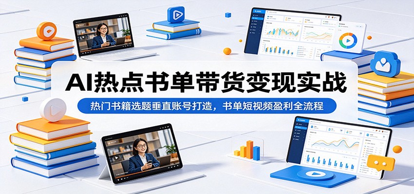 AI热点书单带货变现实战：热门书籍选题垂直账号打造，书单短视频盈利全流程-副业网