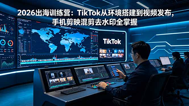 2026出海训练营：TikTok从环境搭建到视频发布，手机剪映混剪去水印全掌握-副业网