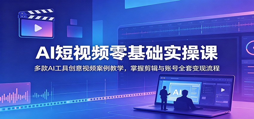 AI短视频零基础实操课:多款AI工具创意视频案例教学,掌握剪辑与账号全套变现流程-副业网