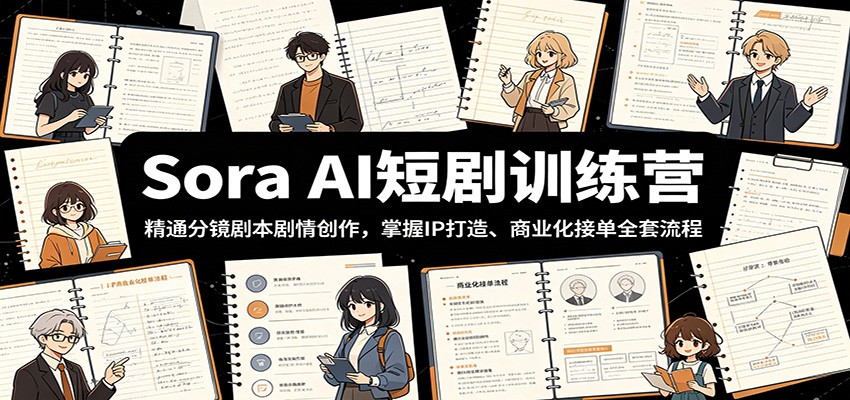 Sora AI短剧训练营：精通分镜剧本剧情创作，掌握IP打造、商业化接单全套流程-副业网