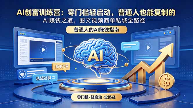 AI创富训练营:零门槛轻启动,普通人也能复制的AI赚钱之道,图文视频商单私域全路径-副业网