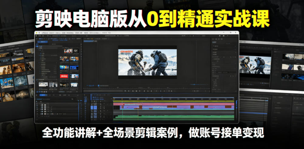 剪映电脑版从0到精通实战课,全功能讲解+全场景剪辑案例,做账号接单变现-副业网