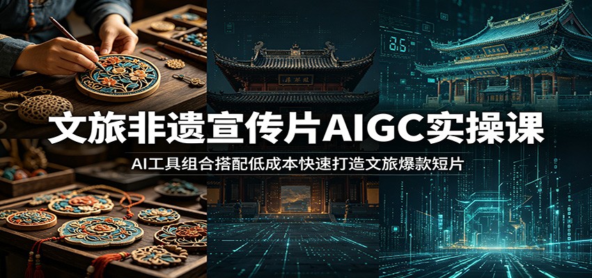 文旅非遗宣传片AIGC实操课：AI工具组合搭配低成本快速打造文旅爆款短片-副业网