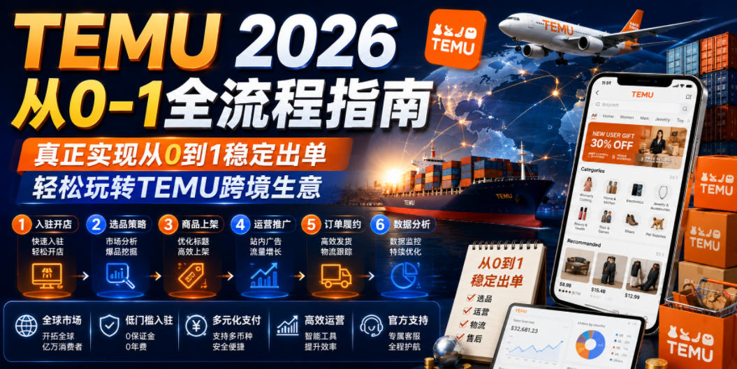 TEMU 2026从0-1全流程指南，真正实现从0到1稳定出单，轻松玩转TEMU跨境生意-副业网