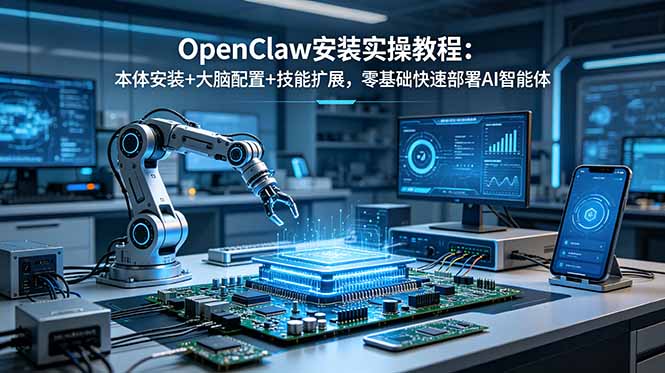 OpenClaw安装实操教程：本体安装+大脑配置+技能扩展，零基础快速部署AI智能体-副业网