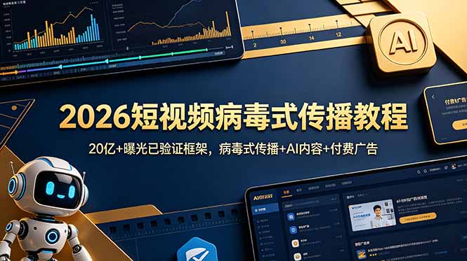 2026短视频病毒式传播教程：20亿+曝光已验证框架，病毒式传播+AI内容+付费广告-副业网