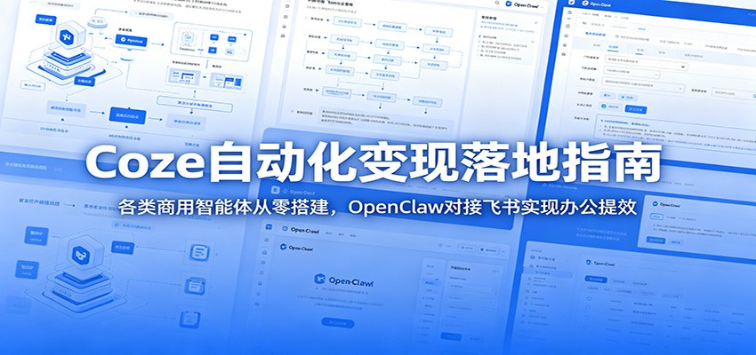 Coze自动化变现落地指南：各类商用智能体从零搭建，OpenClaw对接飞书实现办公提效-副业网