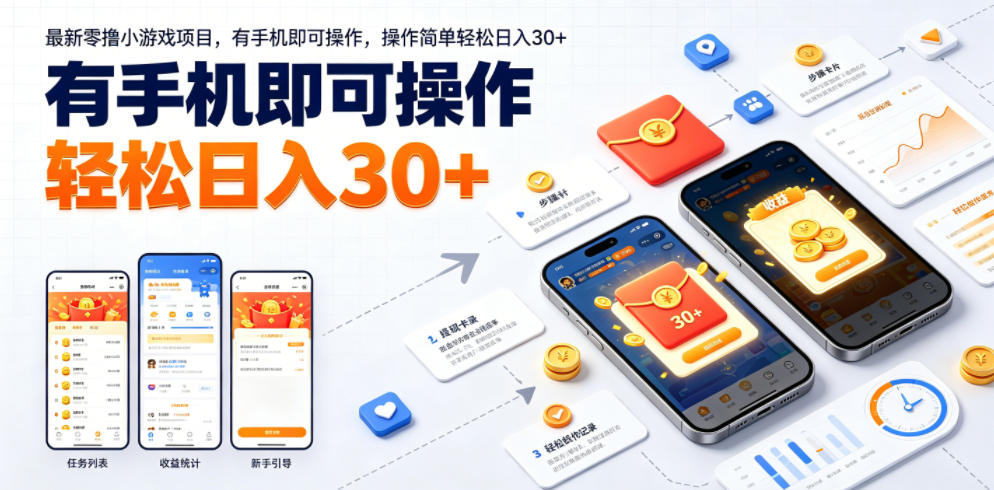 最新零撸小游戏项目，有手机即可操作，操作简单轻松日入30+-副业网