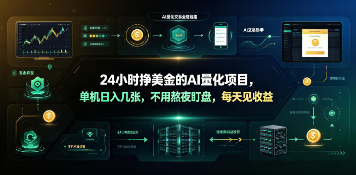 24小时挣美金的AI量化项目，单机日入几十美刀，不用熬夜盯盘，每天见收益【揭秘】-副业网
