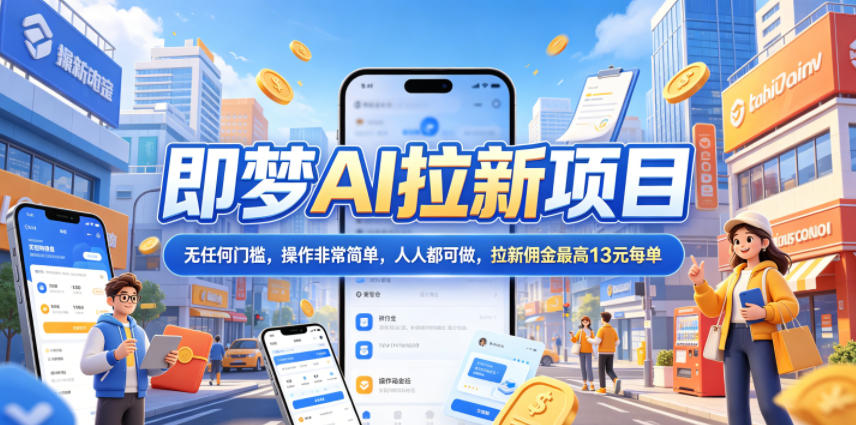 2026年即梦AI拉新项目最新玩法，无任何门槛，操作非常简单，人人都可做，拉新佣金最高13米每单(更新6月24日)-副业网