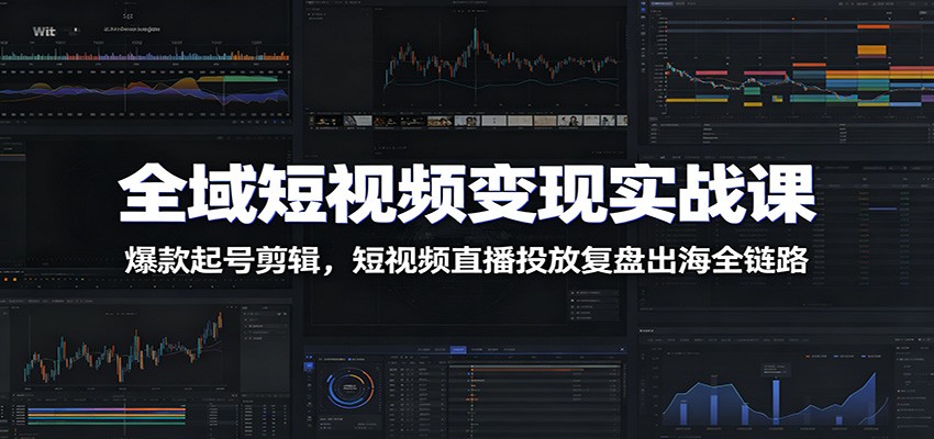 全域短视频变现实战课：爆款起号剪辑，短视频直播投放复盘出海全链路-副业网