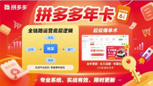 拼多多年卡，拼多多全链路运营底层逻辑，超级爆单术【更新26年6月】-副业网