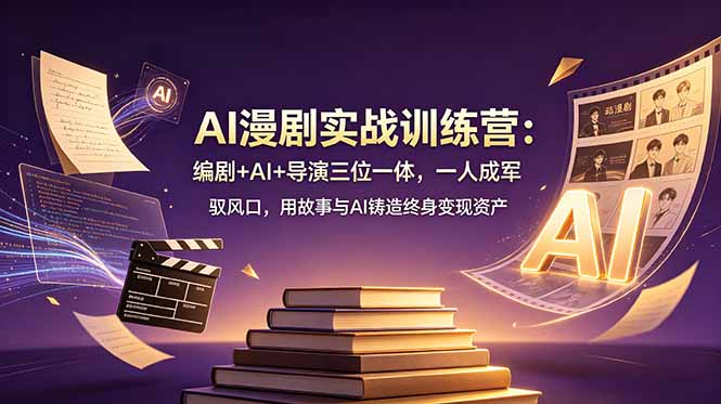 AI漫剧实战训练营：编剧+AI+导演三位一体，一人成军 驭风口，用故事与AI铸造终身变现资产-副业网