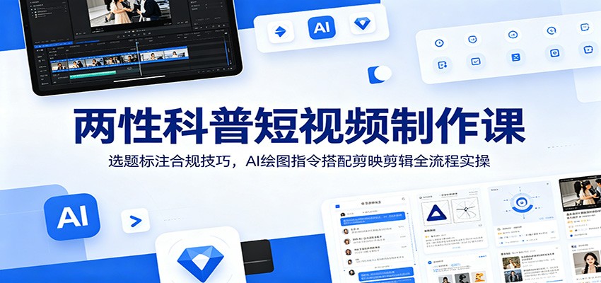两性科普短视频制作课：选题标注合规技巧，AI绘图指令搭配剪映剪辑全流程实操-副业网