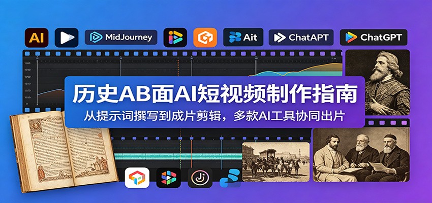 历史AB面AI短视频制作指南：从提示词撰写到成片剪辑，多款AI工具协同出片-副业网