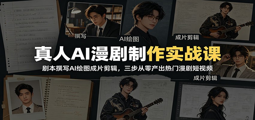 真人AI漫剧制作实战课：剧本撰写AI绘图成片剪辑，三步从零产出热门漫剧短视频-副业网