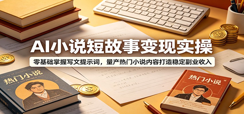 AI小说短故事变现实操：零基础掌握写文提示词，量产热门小说内容打造稳定副业收入-副业网