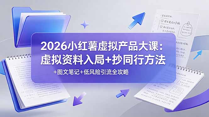 2026小红薯虚拟产品大课：虚拟资料入局+抄同行方法+图文笔记+低风险引流全攻略-副业网