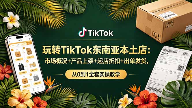 玩转TikTok东南亚本土店：市场概况+产品上架+起店折扣+出单发货，从0到1全套实操教学-副业网