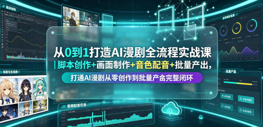 从0到1打造AI漫剧全流程实战课｜脚本创作+画面制作+音色配音+批量产出，打通AI漫剧从零创作到批量量产完整闭环-副业网