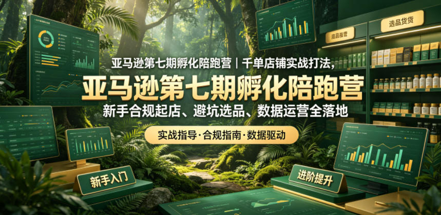 亚马逊第七期孵化陪跑营｜千单店铺实战打法，新手合规起店、避坑选品、数据运营全落地(更新0625)-副业网