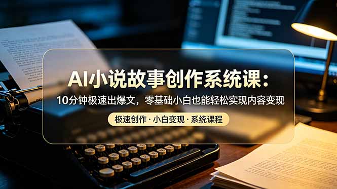 AI小说故事创作系统课：10分钟极速出爆文，零基础小白也能轻松实现内容变现-副业网