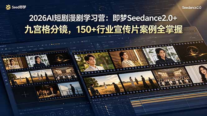 2026AI短剧漫剧学习营：即梦Seedance2.0+九宫格分镜，150+行业宣传片案例全掌握-副业网