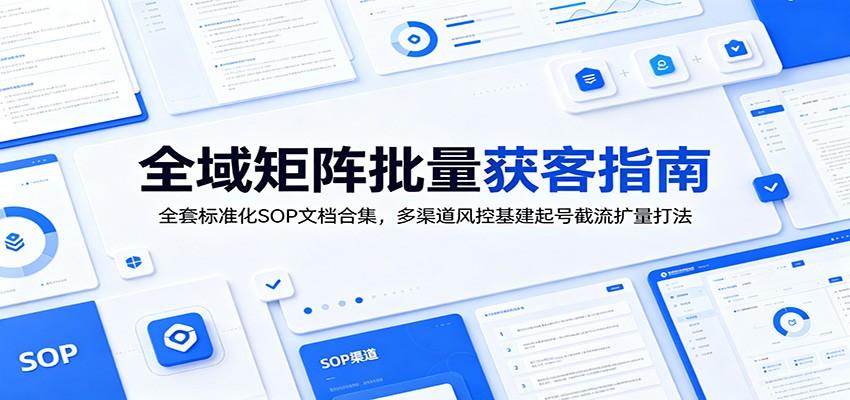 全域矩阵批量获客指南：全套标准化SOP文档合集，多渠道风控基建起号截流扩量打法-副业网