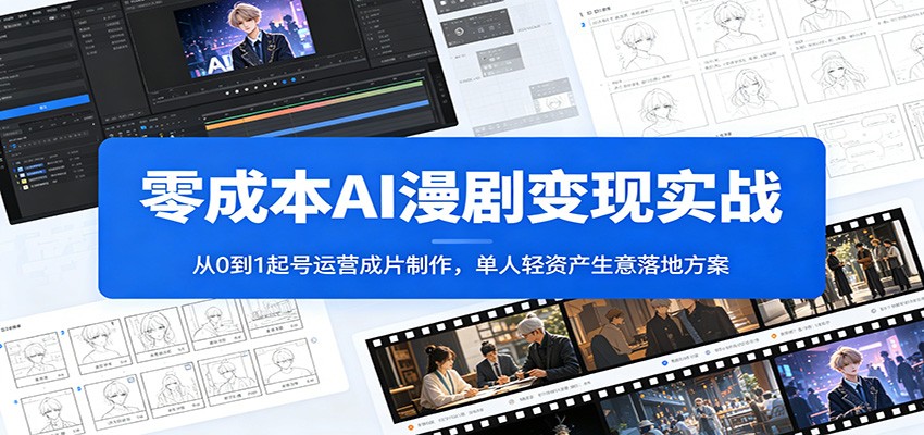 零成本AI漫剧变现实战：从0到1起号运营成片制作，单人轻资产生意落地方案-副业网