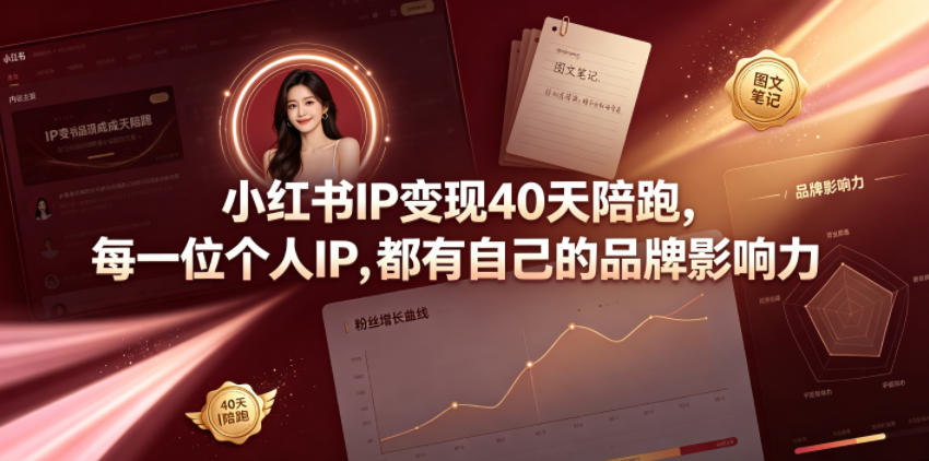 小红书IP变现40天陪跑，每一位个人IP，都有自己的品牌影响力-副业网