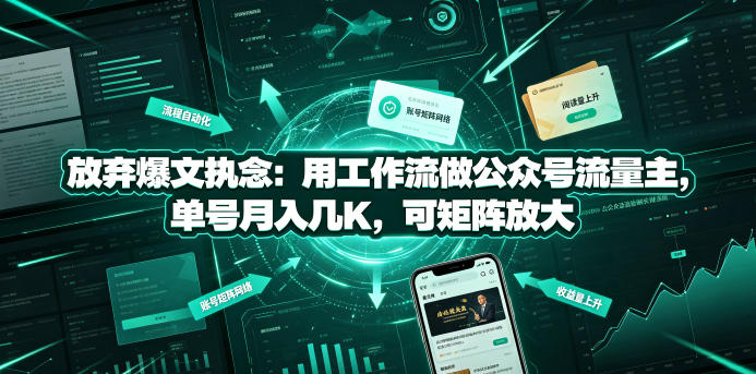 放弃爆文执念：用工作流做公众号流量主，单号月入几K，可矩阵放大-副业网