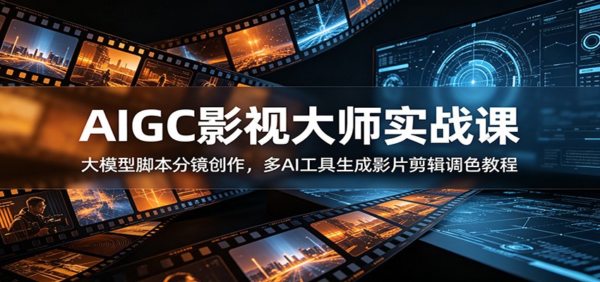 AIGC影视大师实战课：大模型脚本分镜创作，多AI工具生成影片剪辑调色教程-副业网