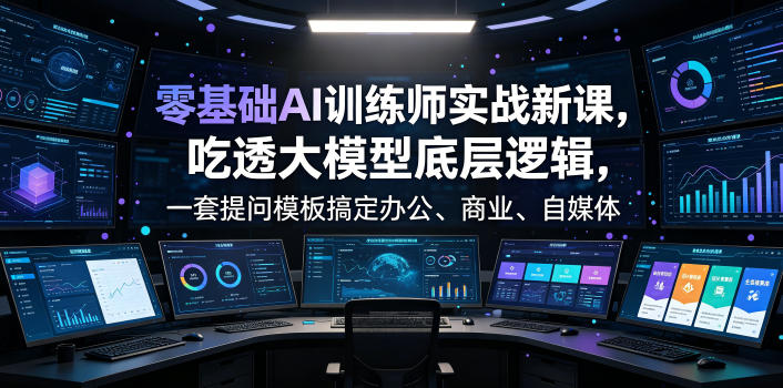 零基础AI训练师实战课，吃透大模型底层逻辑，一套提问模板搞定办公、商业、自媒体、设计、生活全场景AI落地应用-副业网