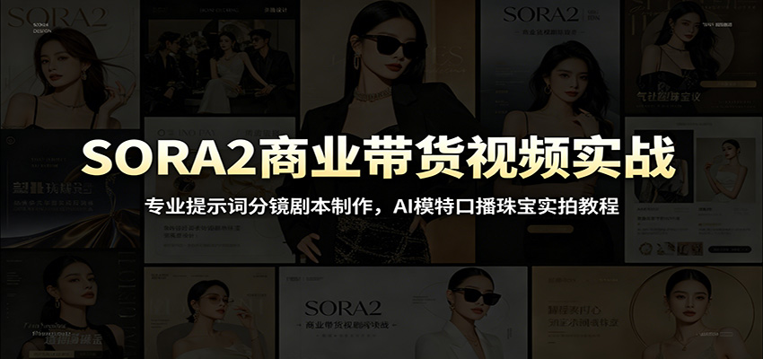 SORA2商业带货视频实战：专业提示词分镜剧本制作，AI模特口播珠宝实拍教程-副业网
