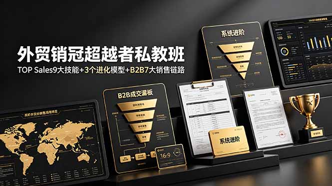 外贸销冠超越者私教班：TOP Sales9大技能+3个进化模型+B2B7大销售链路，系统进阶-副业网