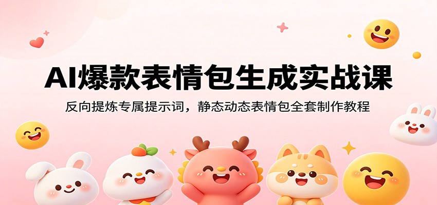 AI爆款表情包生成实战课：反向提炼专属提示词，静态动态表情包全套制作教程-副业网