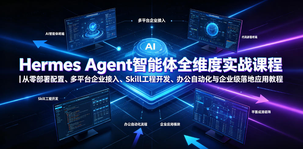 Hermes Agent智能体全维度实战课程｜从零部署配置、多平台企业接入、Skill工程开发、办公自动化与企业级落地应用教程-副业网