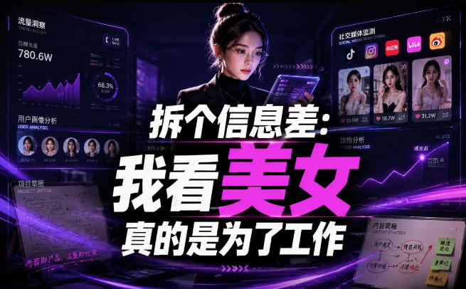 【理直气壮】我给看美女找了一个非常恰当的理由，信息差项目-副业网