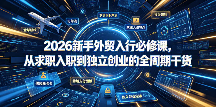 2026新手外贸入行必修课，从求职入职到独立创业的全周期干货-副业网