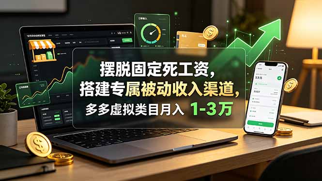摆脱固定死工资，搭建专属被动收入渠道，多多虚拟类目月入 1-3 万-副业网