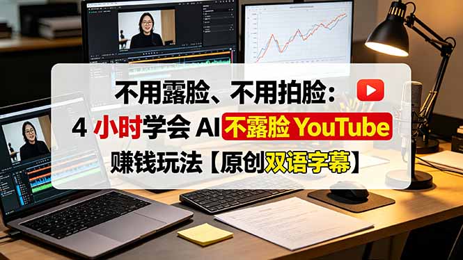 不用露脸、不用拍脸：4 小时学会 AI 不露脸 YouTube 赚钱玩法【原创双语字幕】-副业网