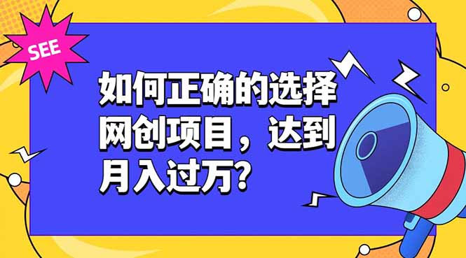 如何正确的选择网创项目，达到月入过万？，本课程教你正确选择项目。-副业网