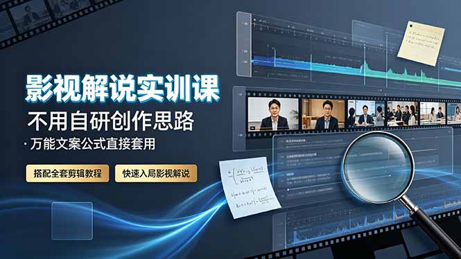 影视解说实训课：不用自研创作思路，万能文案公式直接套用，搭配全套剪辑教程，快速入局影视解说-副业网