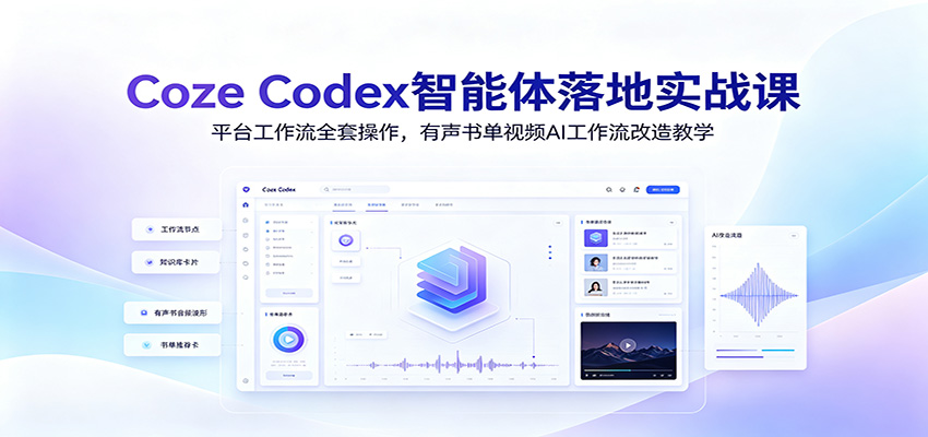 Coze Codex智能体落地实战课：平台工作流全套操作，有声书单视频AI工作流改造教学-副业网