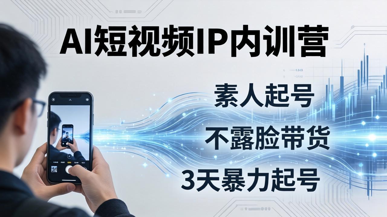 2026AI短视频IP内训营-更新：从素人起号到不露脸带货，3天暴力起号全流程拆解-副业网