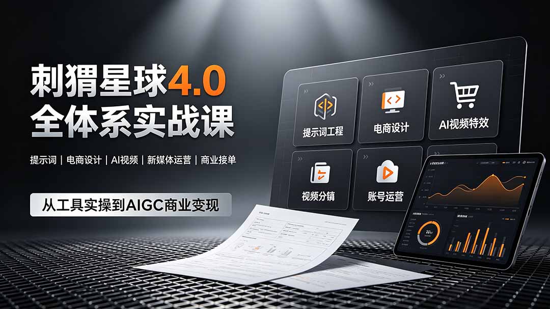 刺猬星球4.0全体系实战课，覆盖提示词工程、电商设计、AI视频特效与新媒体运营，一站式掌握AIGC商业核心技能-副业网