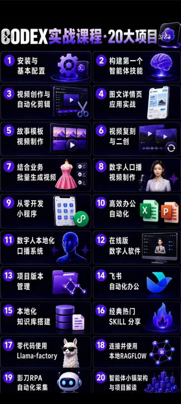 图片[2]-2026Codex智能体实战最新课，从安装配置到智能体小镇架构，涵盖视频创作/数字人/办公提效全技能-副业网