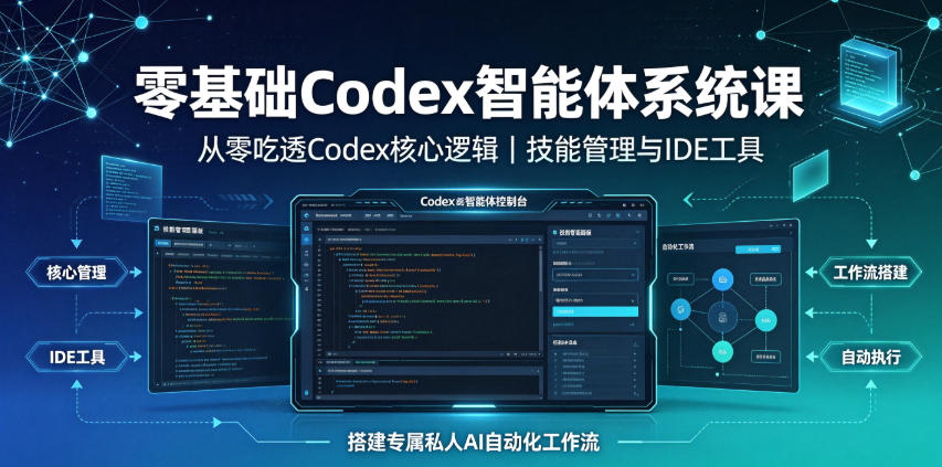 零基础Codex智能体系统课｜从零吃透Codex核心逻辑、技能管理与IDE工具，搭建专属私人AI自动化工作流-副业网